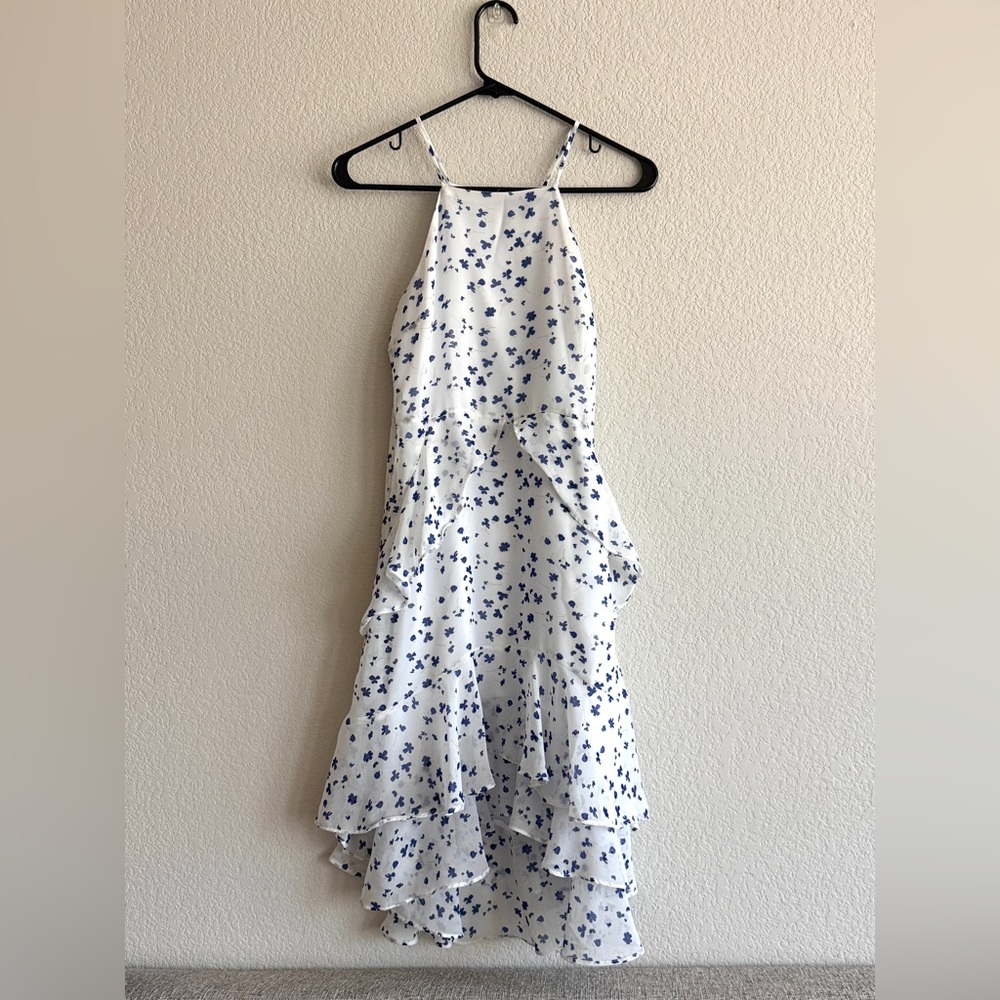 Banana Republic High Low Dress in Blue and White Floral